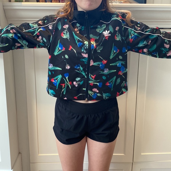 Adidas Floral Short Full Zip Jacket - Size S - Picture 5 of 5